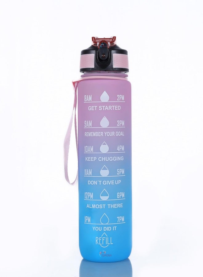 ISIRONA |Silicone Water Bottle,1 Litre Motivational Time Marker, Leak Proof Durable Bpa-Free Non-Toxic Water Bottle For Office-school-gym|(Pack Of 1 Multicolor) - Image 1